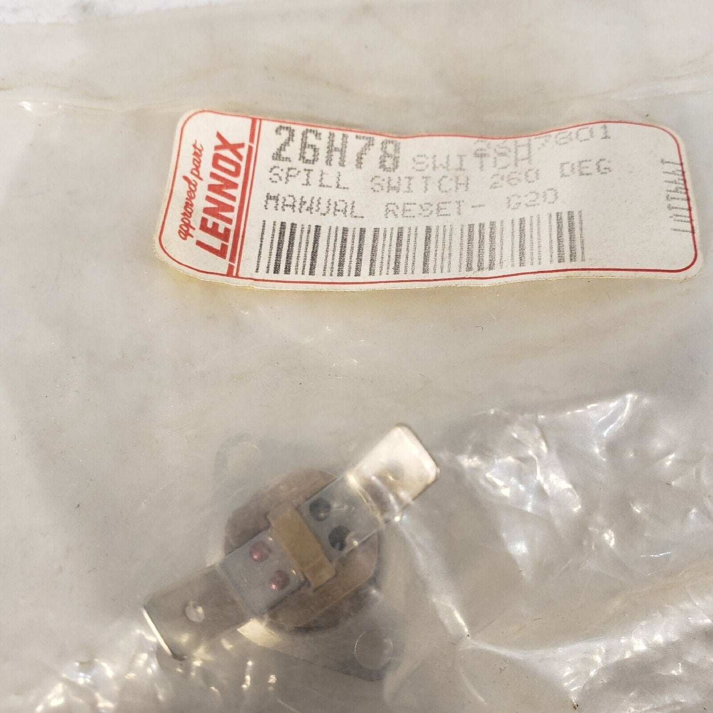 Lennox Spill Switch 260 ⁰F Manual Reset 26H78