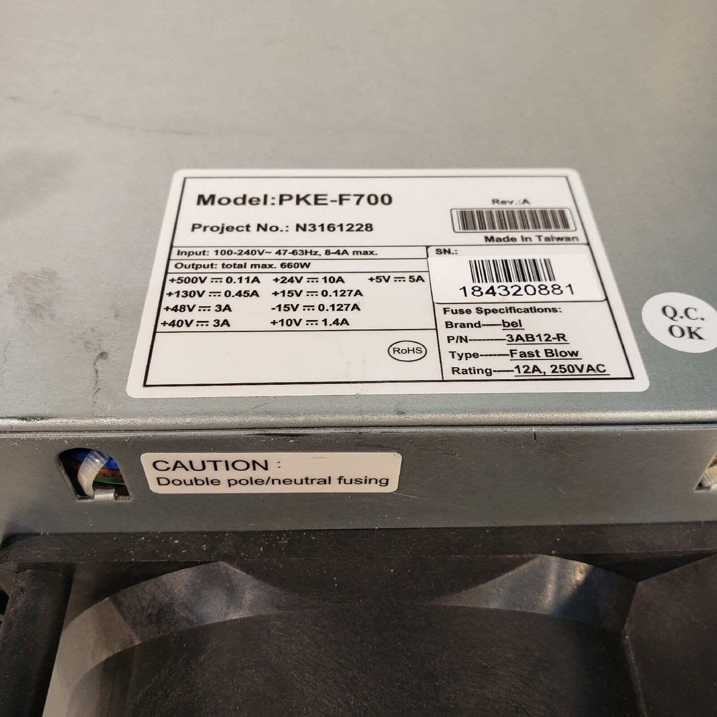 PerkinElmer PKE-F700 Power Supply N3161228