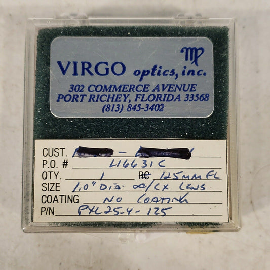 Virgo Optics 1" Dia 125mm Focal Length Spherical Lens No Coating