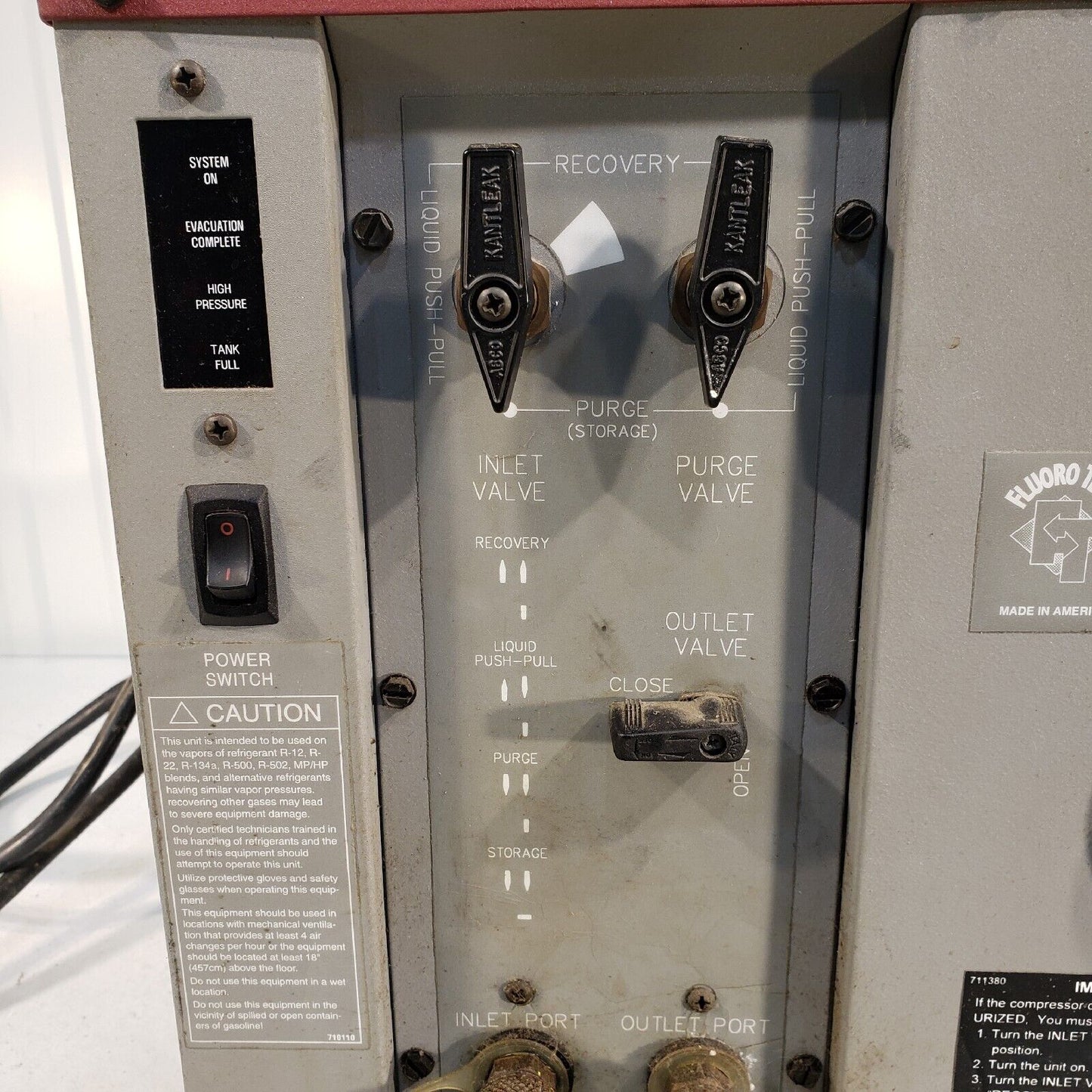 Fluoro Tech Fluoromizer Model 3700 Oilless Refrigerant Recovery System
