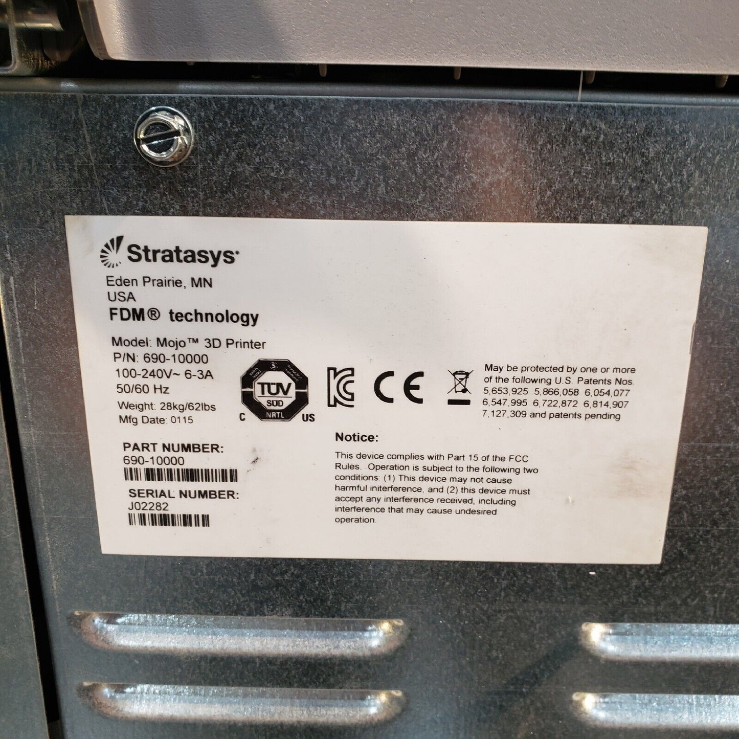 TESTED- Stratasys Mojo 3D Printer 690-10000 Desktop Professional Grade 3D
