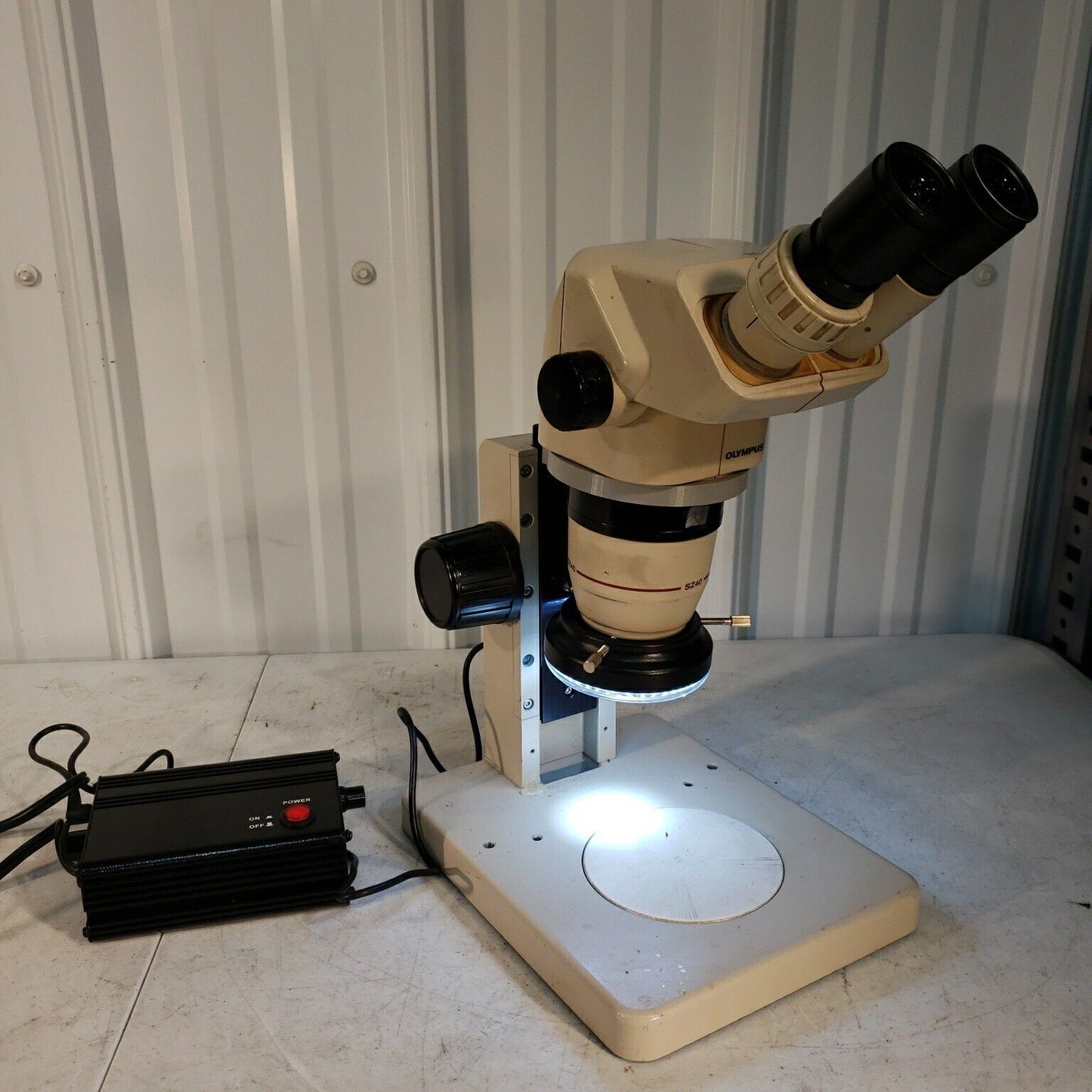 Olympus SZ40 Microscope with LED Ring Light, Eyepieces, Stand