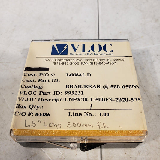 VLOC 993231 1.5" Lens 500mm fl 2020 575nm LNPX 38.1 BBAR Coating 500-650nm