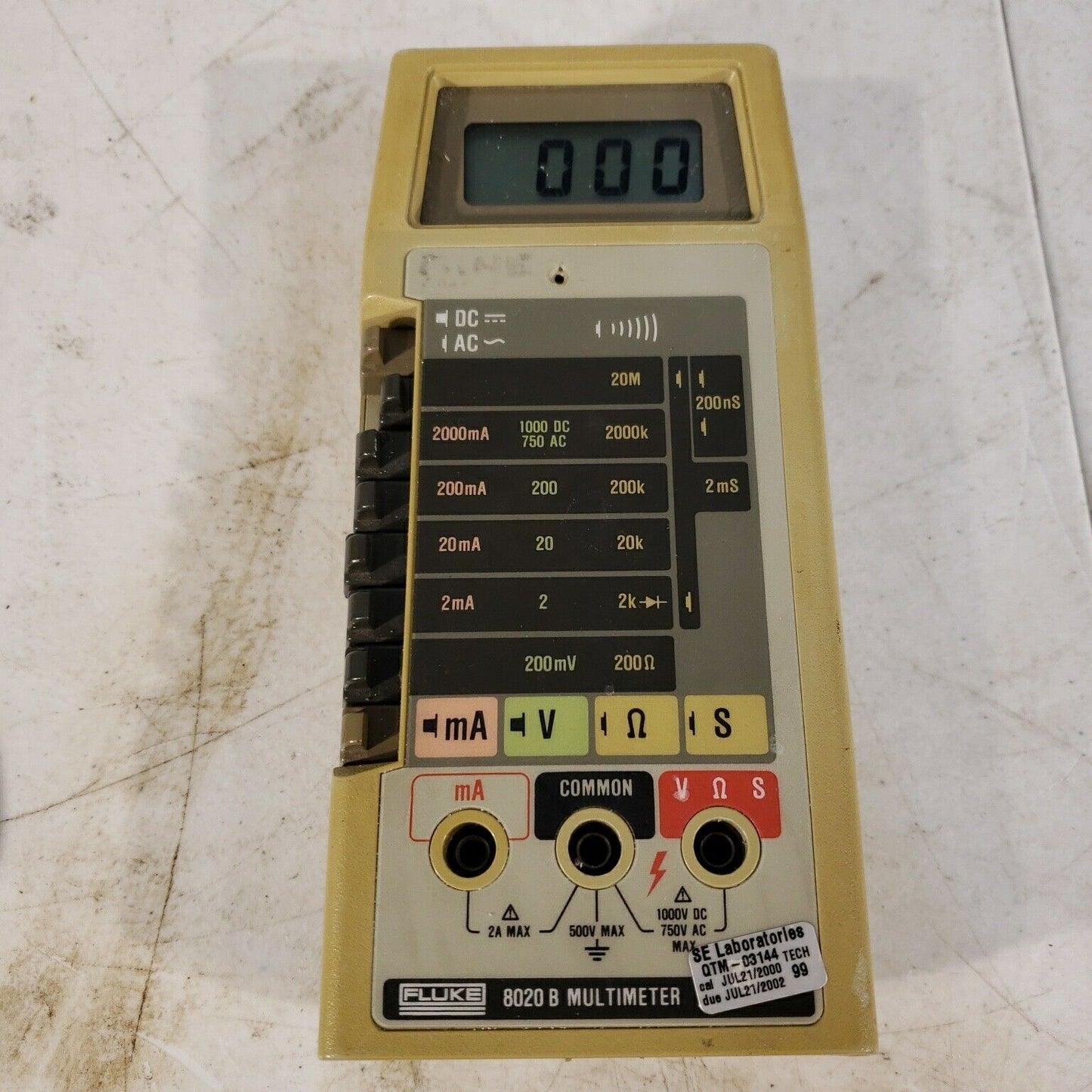 Vintage Fluke 8020B Handheld Digital Multimeter with Case Tested Powers On