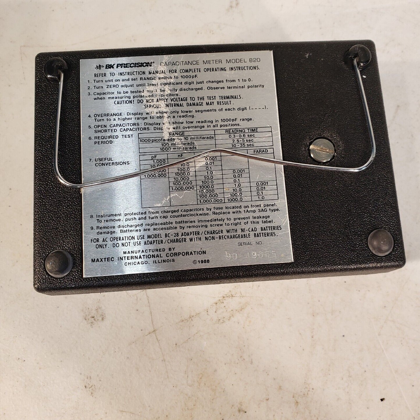 Vintage BK Precision 820 Capacitance Meter