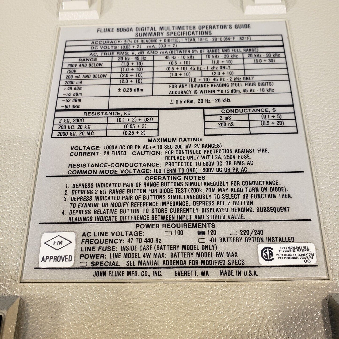 Fluke 8050A Digital Bench Multimeter