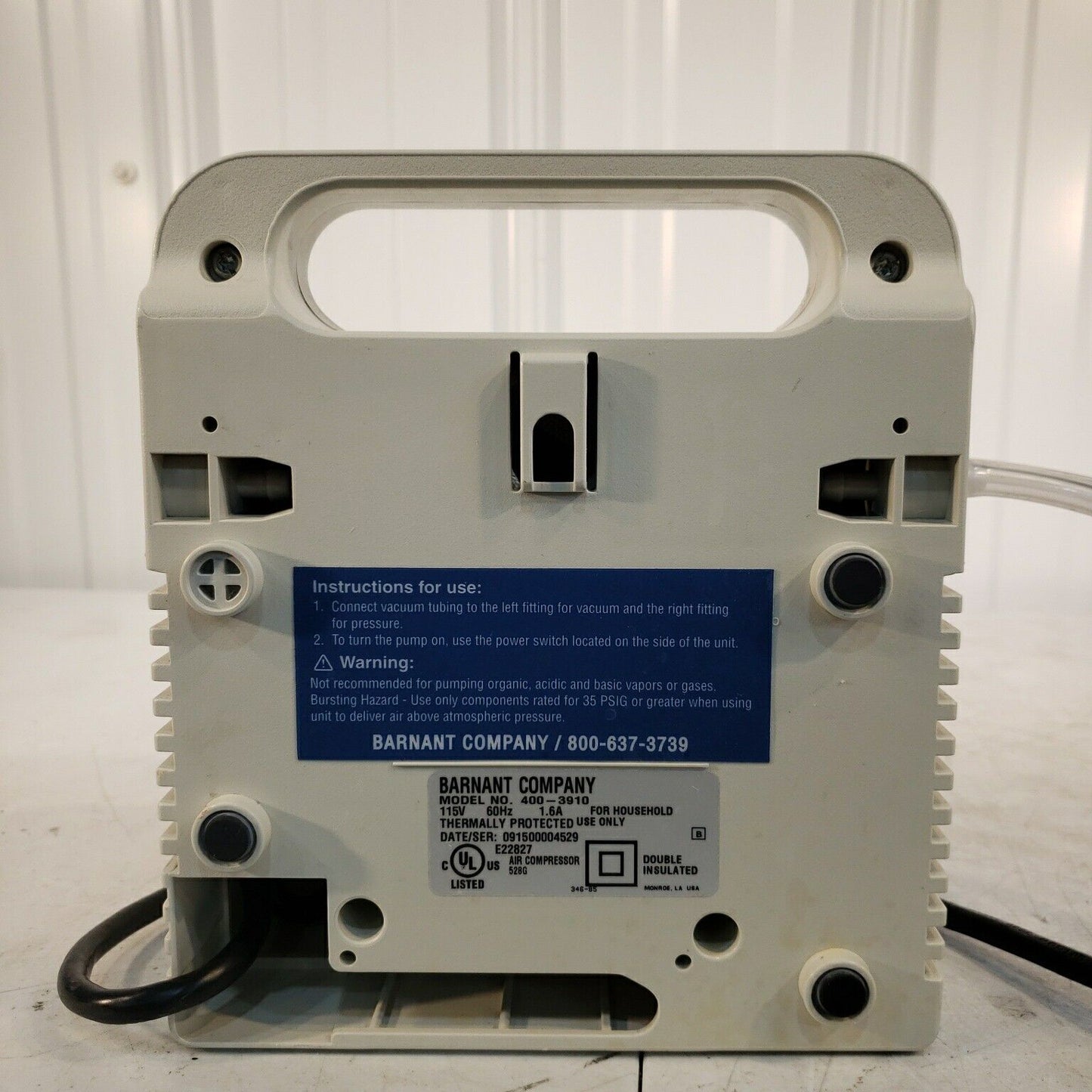 Barnant Vacuum Pressure Station 400-3910 Tested Working