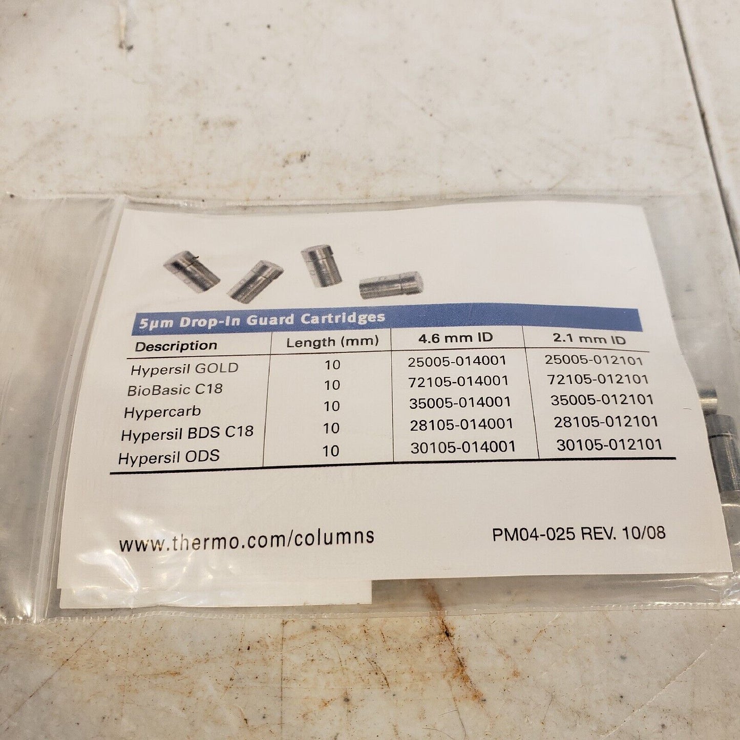 Thermo Fisher Betabasic 18 5UM 10x2.1mm Drop-in Guards 4 Pack HPLC