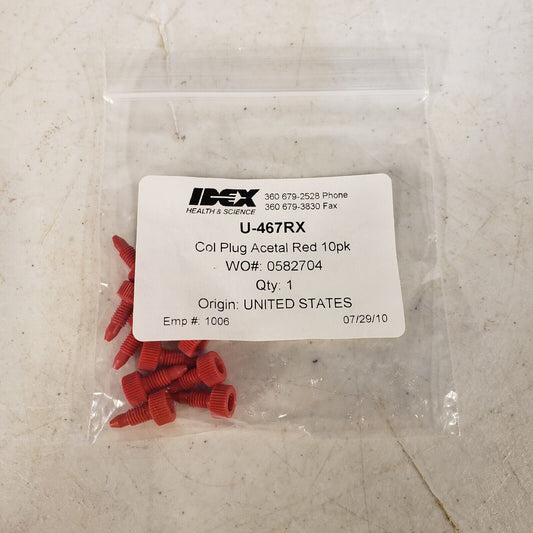 IDEX Column Plug Acetal Red 10 Pack U-467RX HPLC High Vacuum