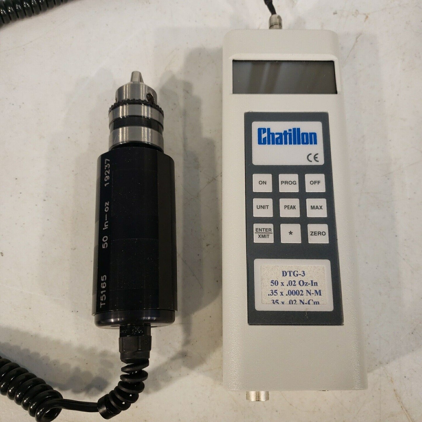 Chatillon DTG-3 Digital Torque Gauge w/ T-5165 Sensor 50 in-oz