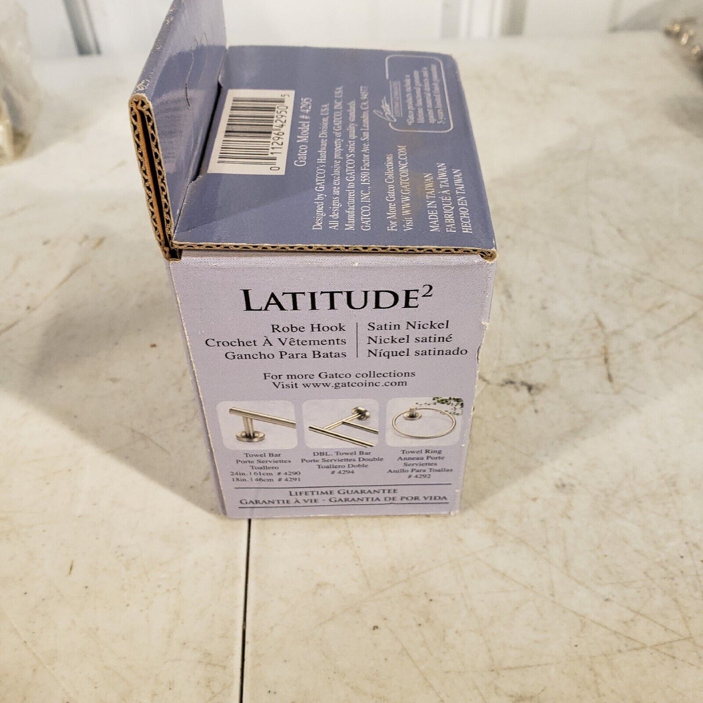 Gatco Latitude 2 Single Robe Hook 4295 Satin Nickel NIB
