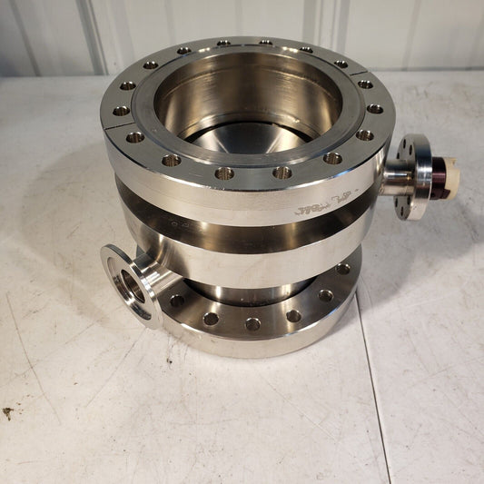 Huntington 29-14077-01-100 Butterfly Valve 6" Conflat Flange w/ KF40 Side Port