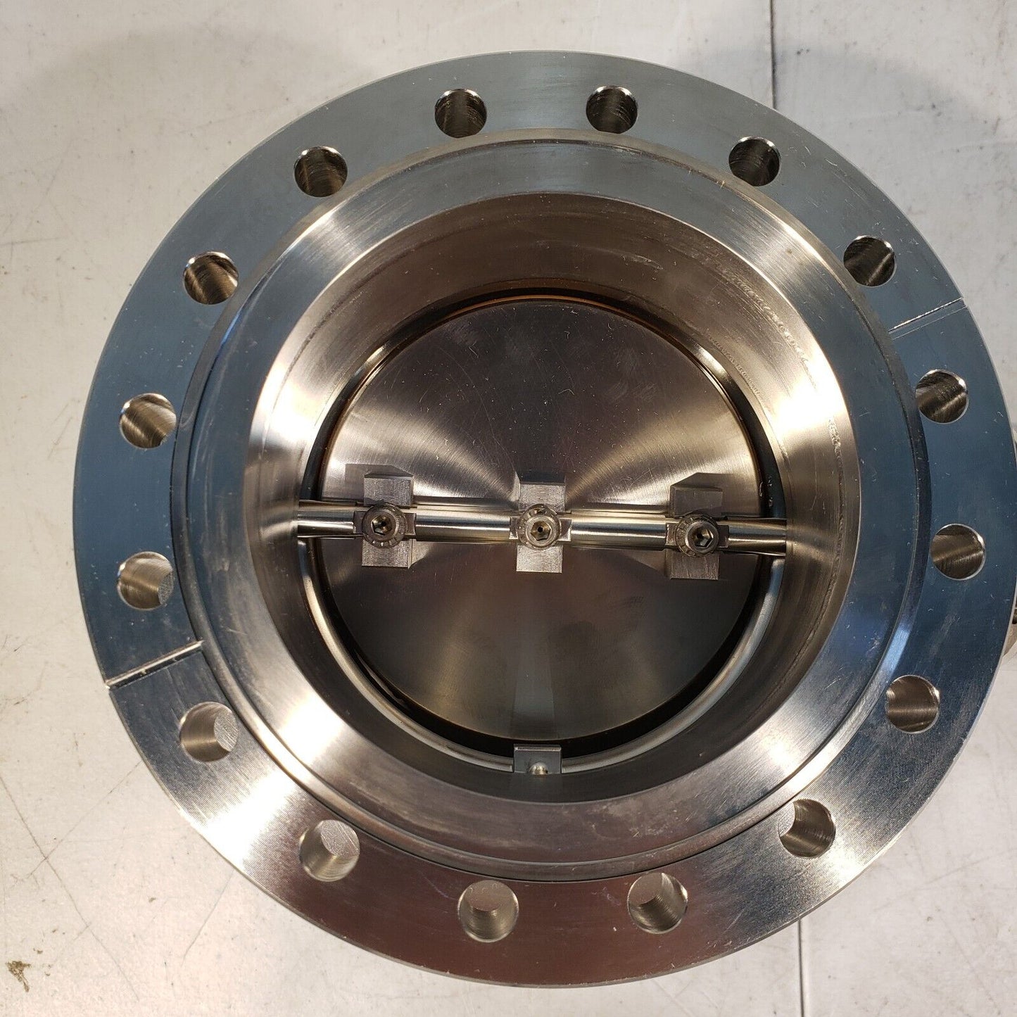 Huntington 29-14077-01-100 Butterfly Valve 6" Conflat Flange w/ KF40 Side Port