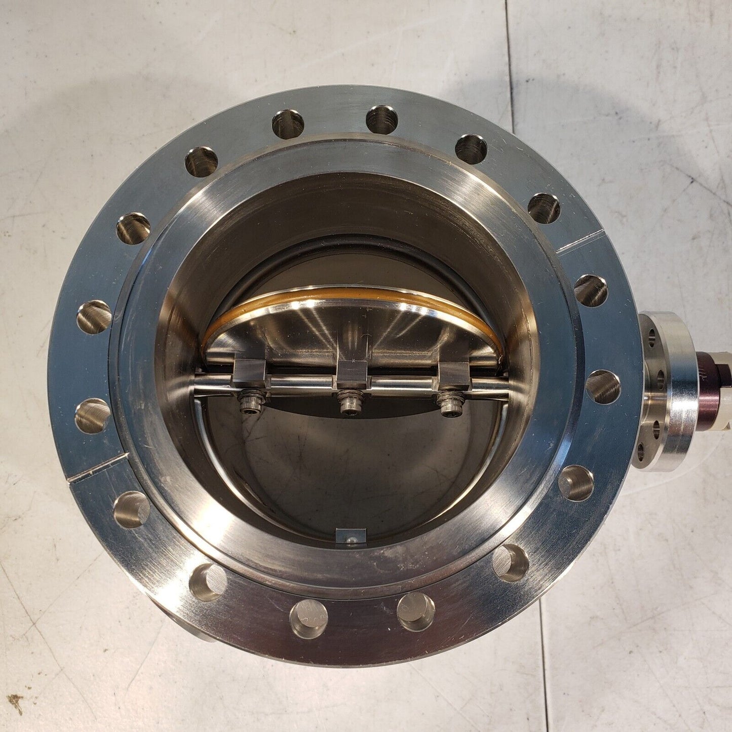 Huntington 29-14077-01-100 Butterfly Valve 6" Conflat Flange w/ KF40 Side Port