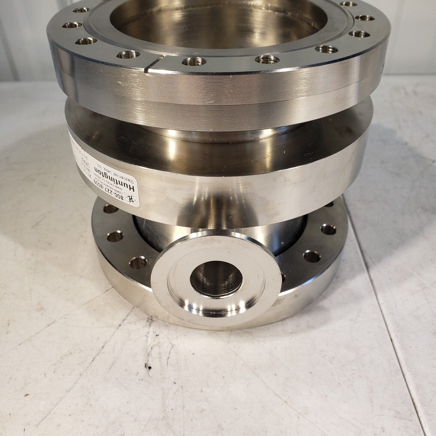 Huntington 29-14077-01-100 Butterfly Valve 6" Conflat Flange w/ KF40 Side Port