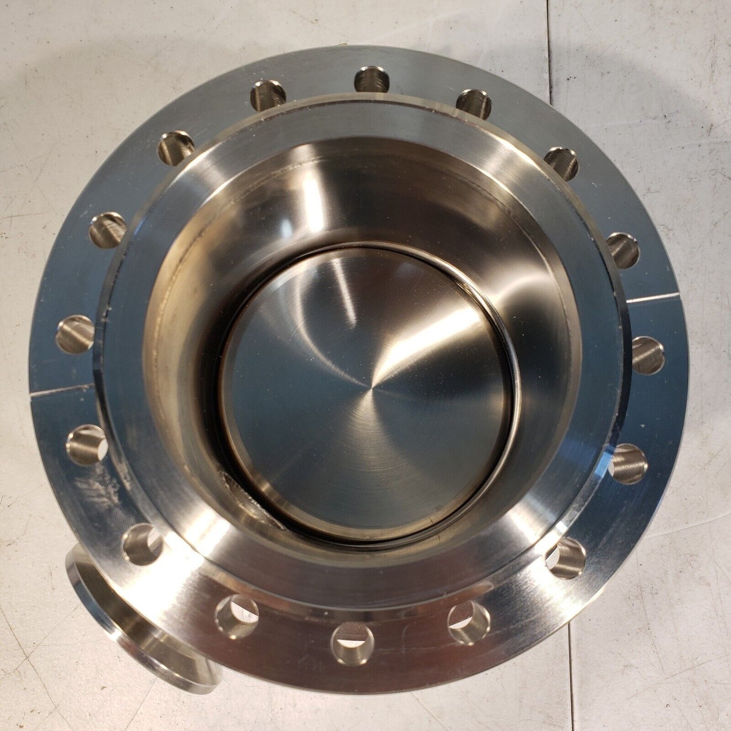 Huntington 29-14077-01-100 Butterfly Valve 6" Conflat Flange w/ KF40 Side Port