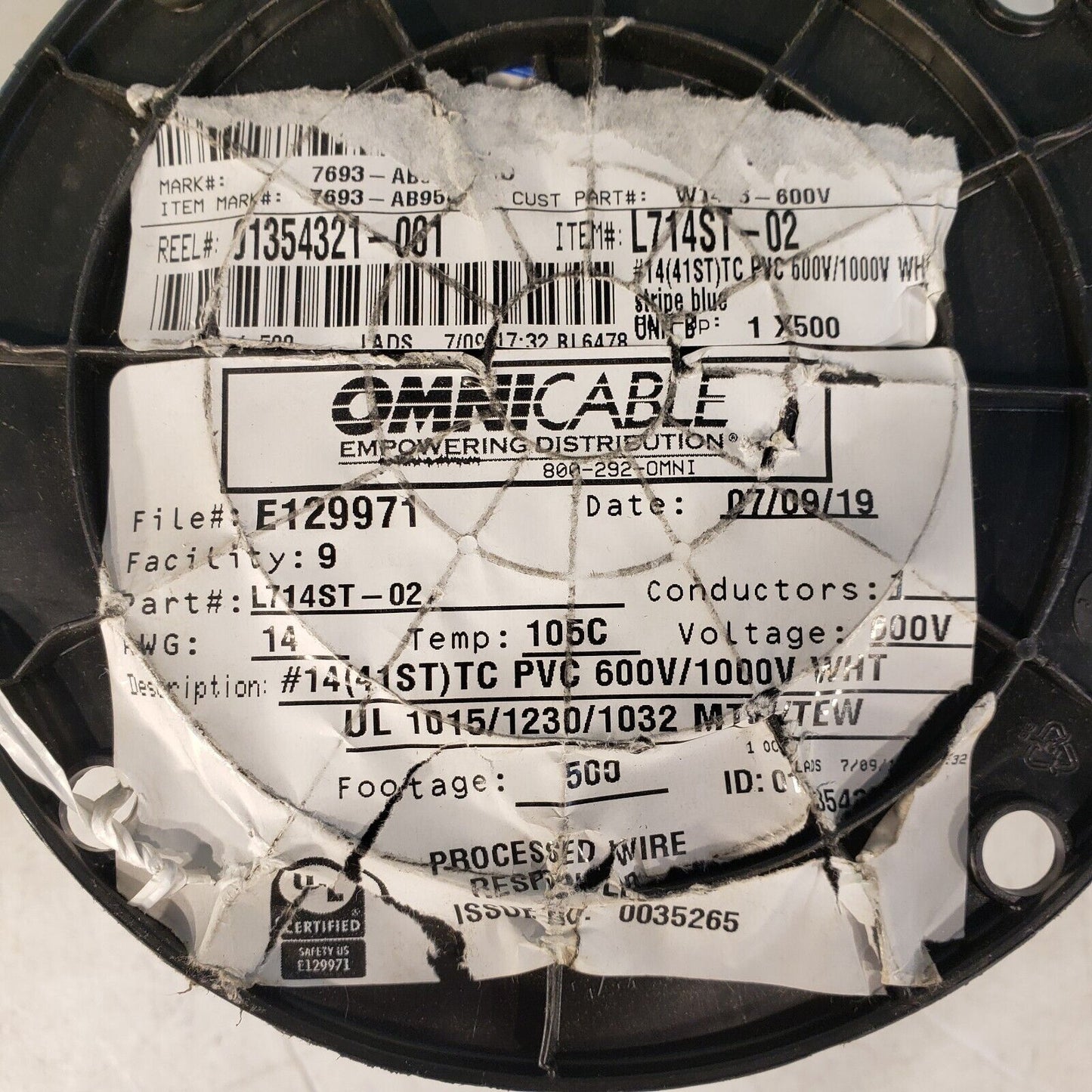 PRICE PER FOOT - Omnicable L714ST-02 Single Conductor 14 AWG 600V 105⁰C