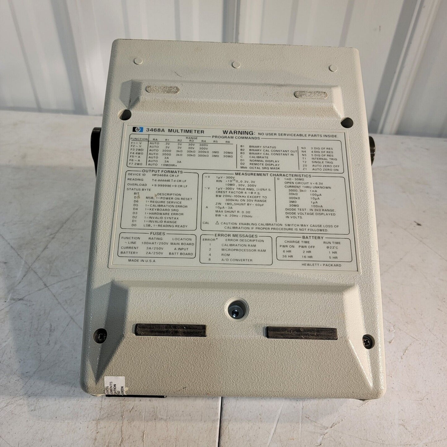HP Hewlett Packard Agilent 3468A 5.5 Digit Digital Multimeter 1uv - 300VDC VAC