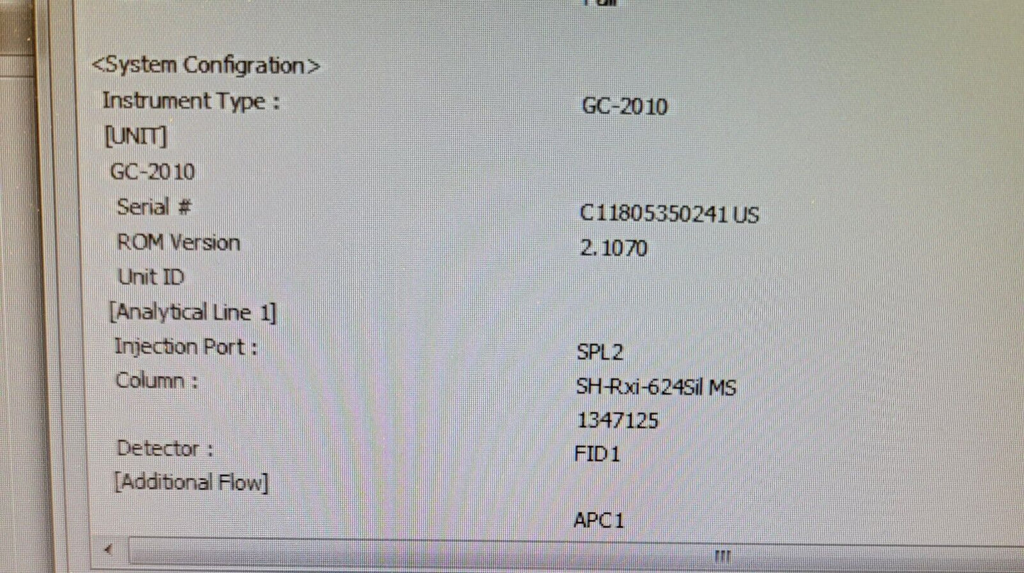 Shimadzu GC-2010 Plus Gas Chromatograph w/ PC + Software + Accessories