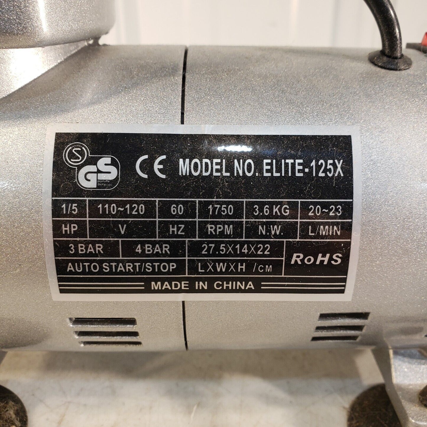 PointZero 1/5 HP Airbrush Compressor Elite-125X 20L/Min NO GAUGE/WATER TRAP