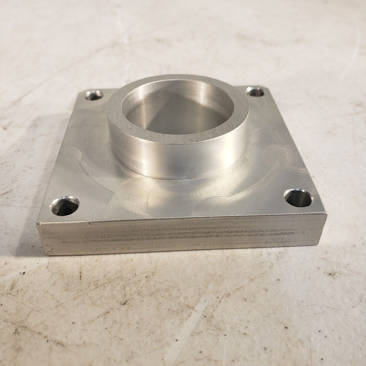Custom Aluminum Collar Base Plate 3" x 3" x 1/2" Base 1-3/8" Diameter x 1" Depth