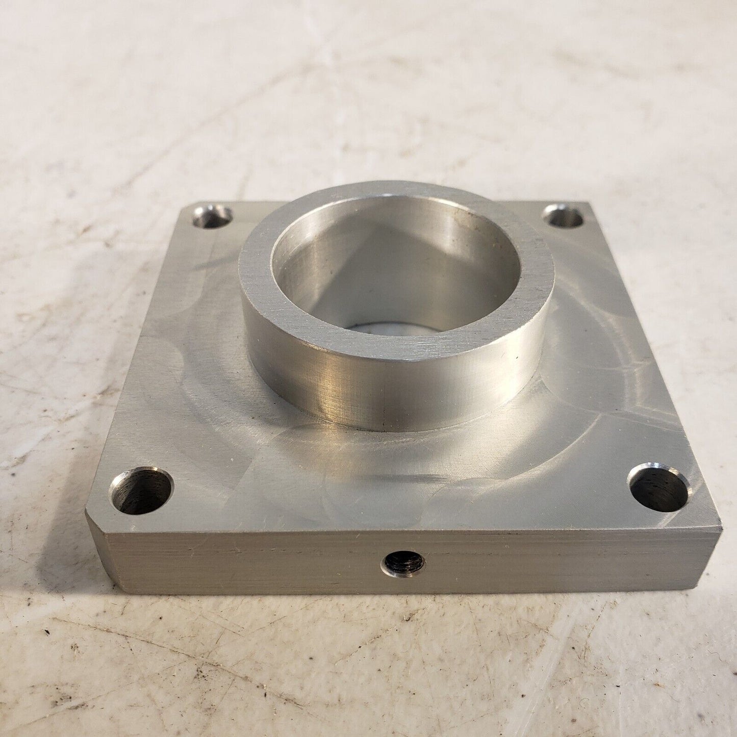 Custom Aluminum Collar Base Plate 3" x 3" x 1/2" Base 1-3/8" Diameter x 1" Depth