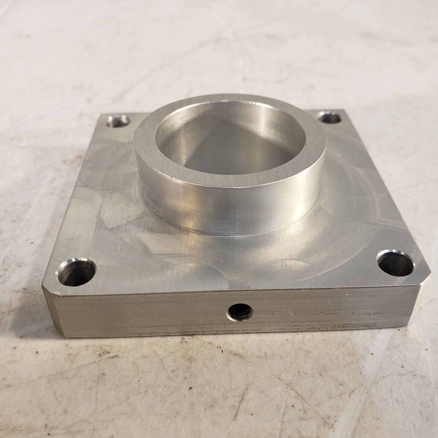 Custom Aluminum Collar Base Plate 3" x 3" x 1/2" Base 1-3/8" Diameter x 1" Depth