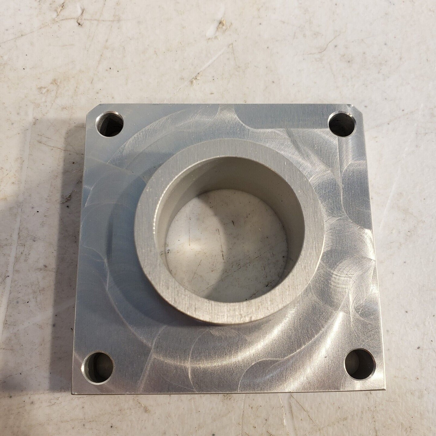 Custom Aluminum Collar Base Plate 3" x 3" x 1/2" Base 1-3/8" Diameter x 1" Depth