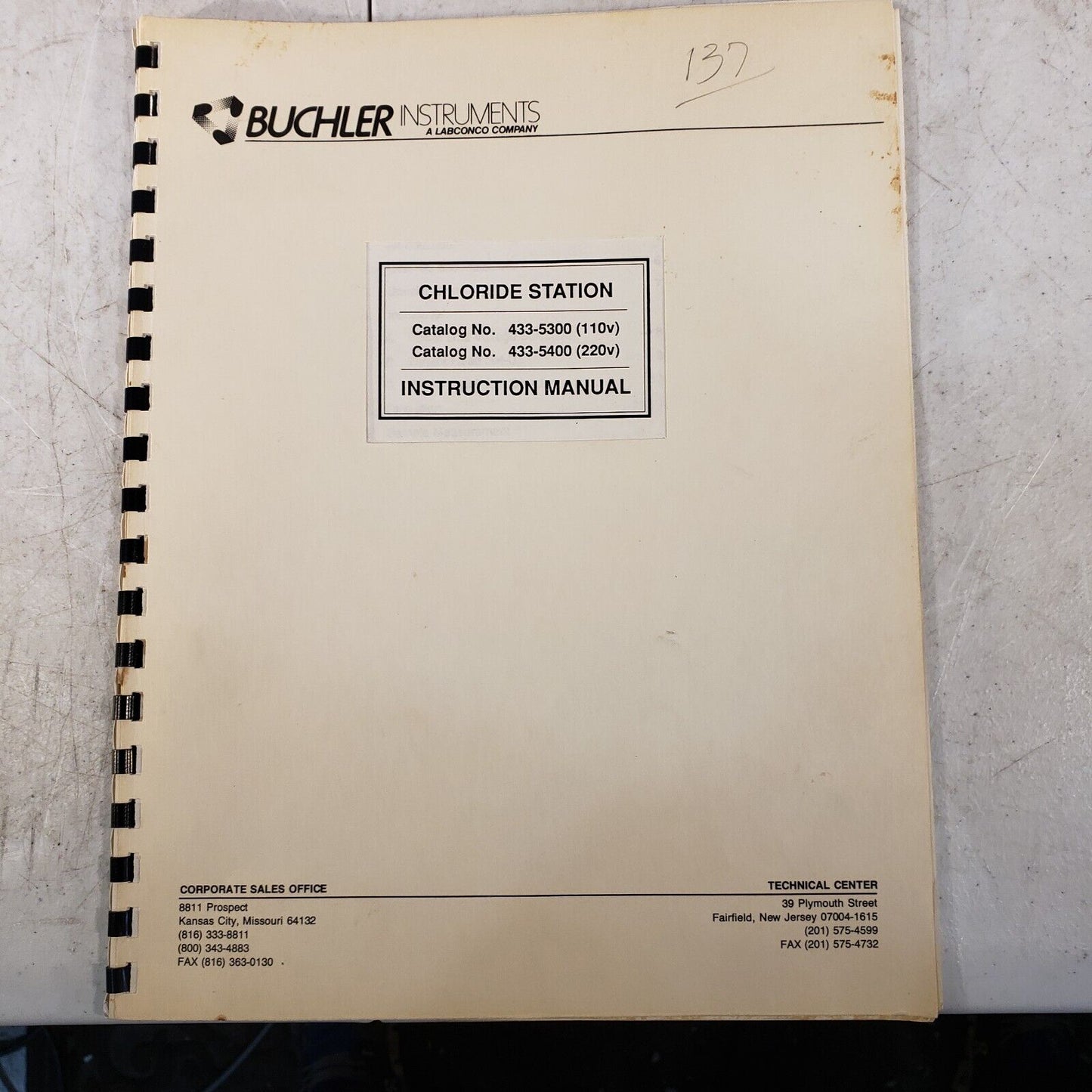 Buchler Instruments 433-5300 Chloride Station 110V w/ Instruction Manual