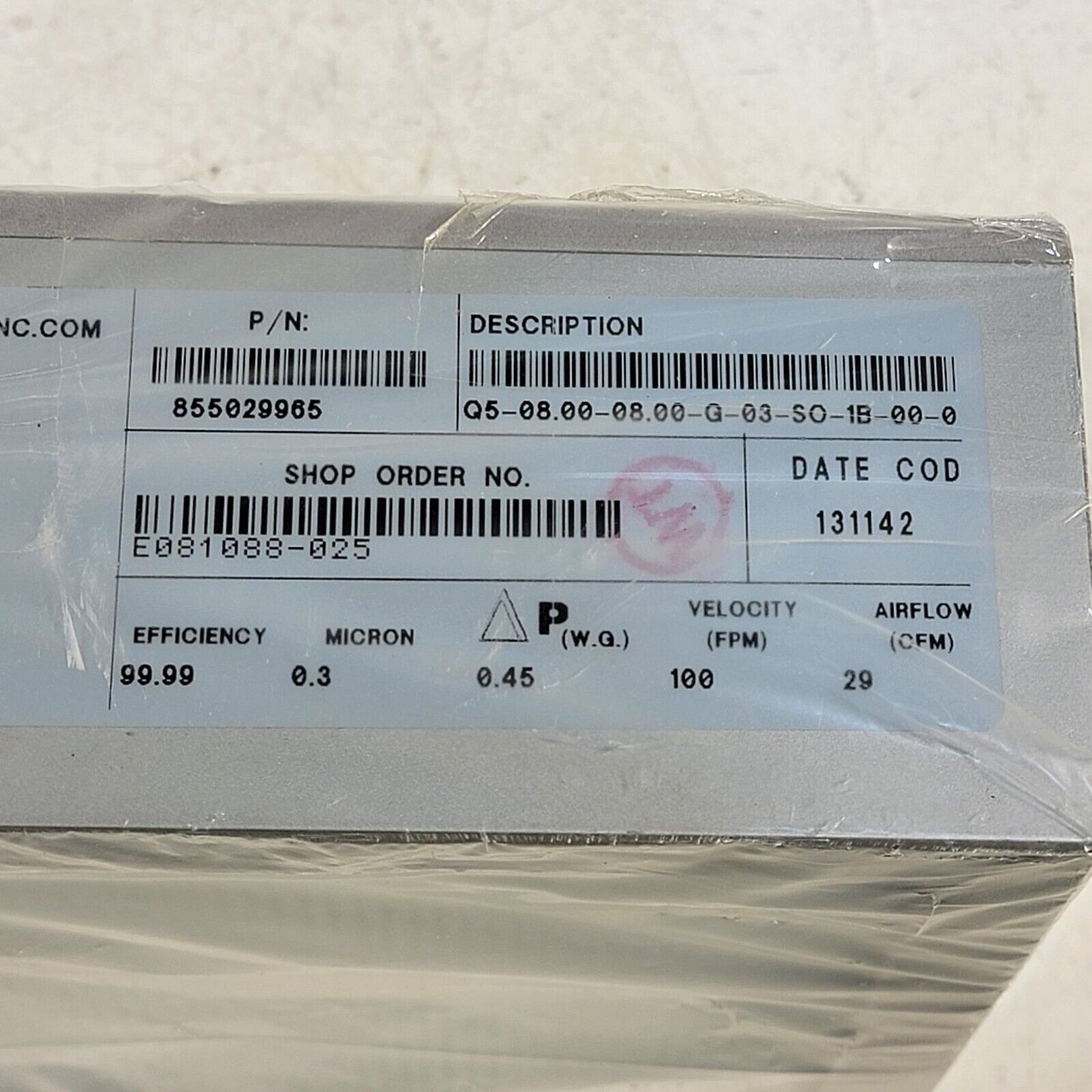 Innovive Inc HEPA Filer 855029965 MEC-12B Q5-08.00-G-03-SO-1B 100 FPM 0.3 Micron