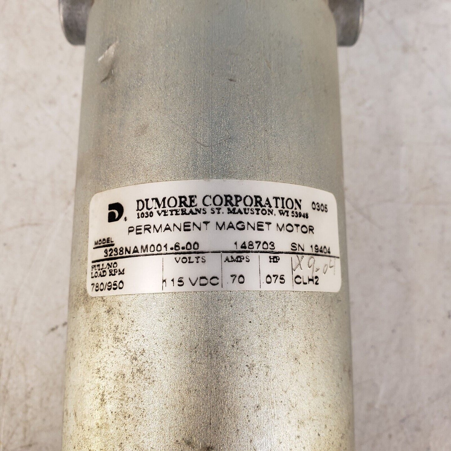 Dunmore Corporation 3238NAM001-6-00 Permanent Magnet Motor 115VDC 70A 75HP Door