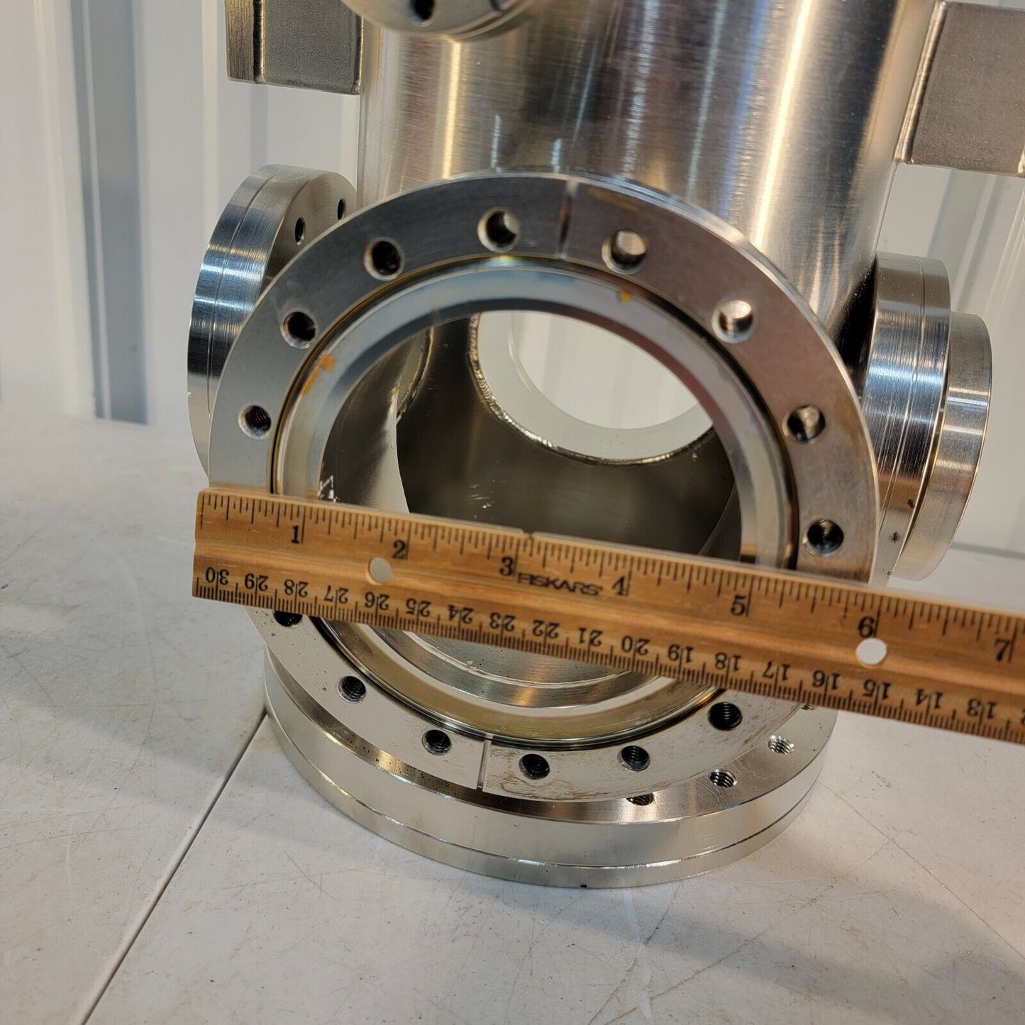 UHV 304 Stainless Steel Vacuum Chamber w 6 Conflat Flange Ports Varian 8" 6" 4.5