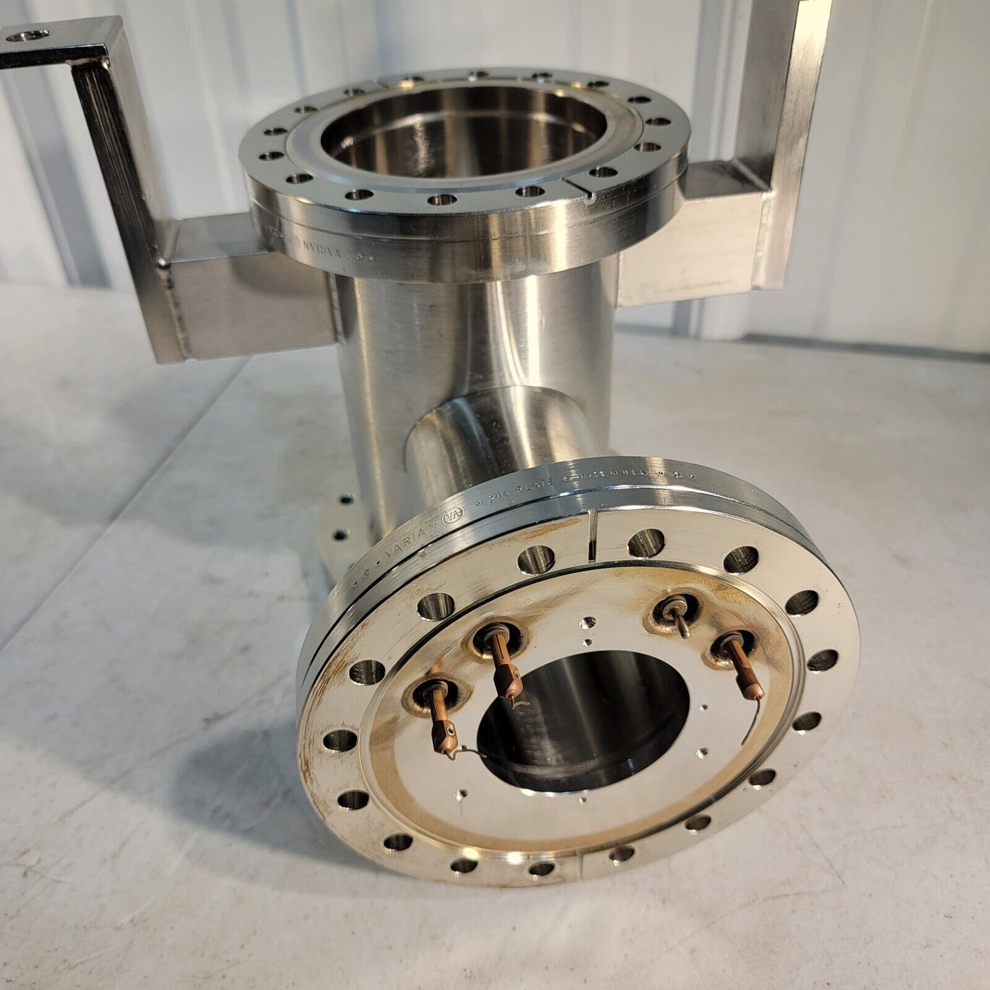 UHV 304 Stainless Steel Vacuum Chamber w/ 4 Conflat Flange Ports Varian 6" 2.75"