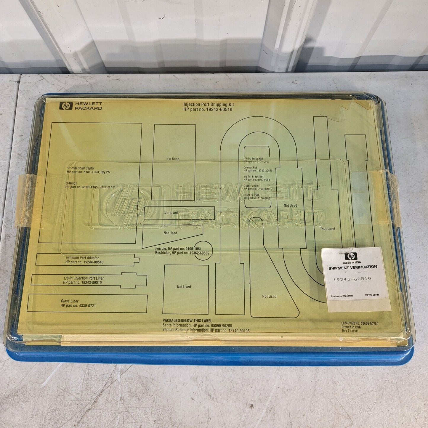 Hewlett Packard HP Agilent Injection Port Shipping Kit 19243-60510 19244-80540