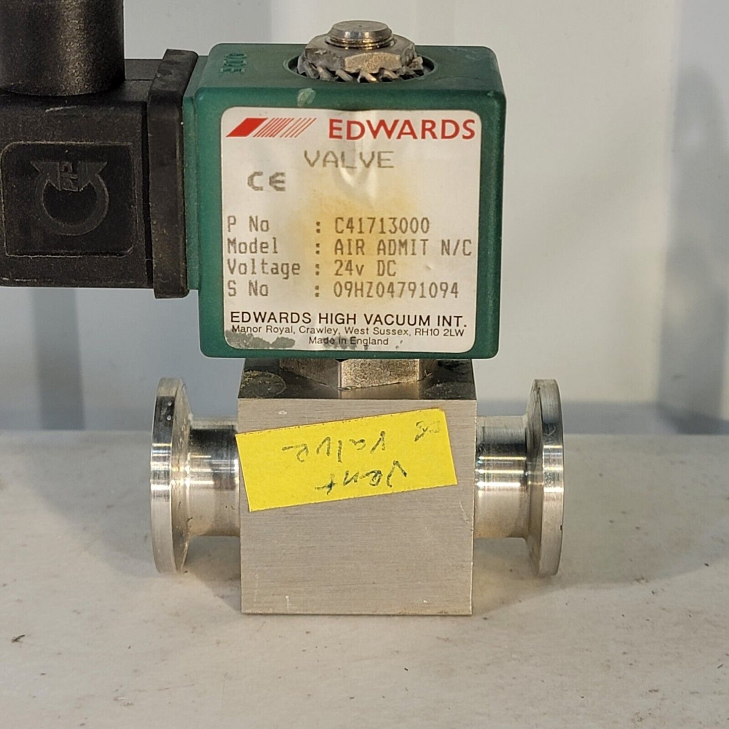 Edwards Air Admit Vent Valve N/C C41713000 24vDC Vacuum KF10 NW10 Fittings