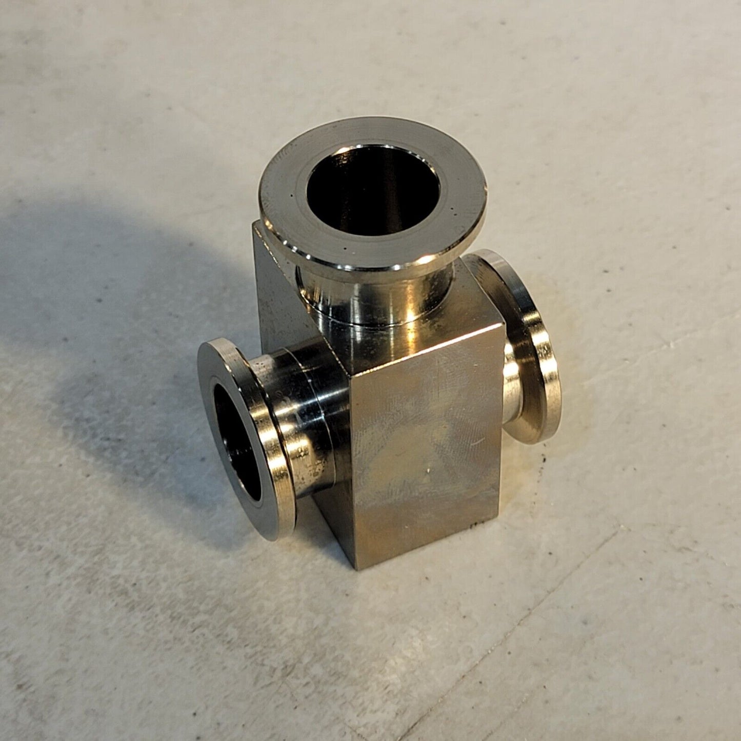 Custom Bruker High Vacuum 3-Way Tee KF16 NW16 Aluminum Fitting