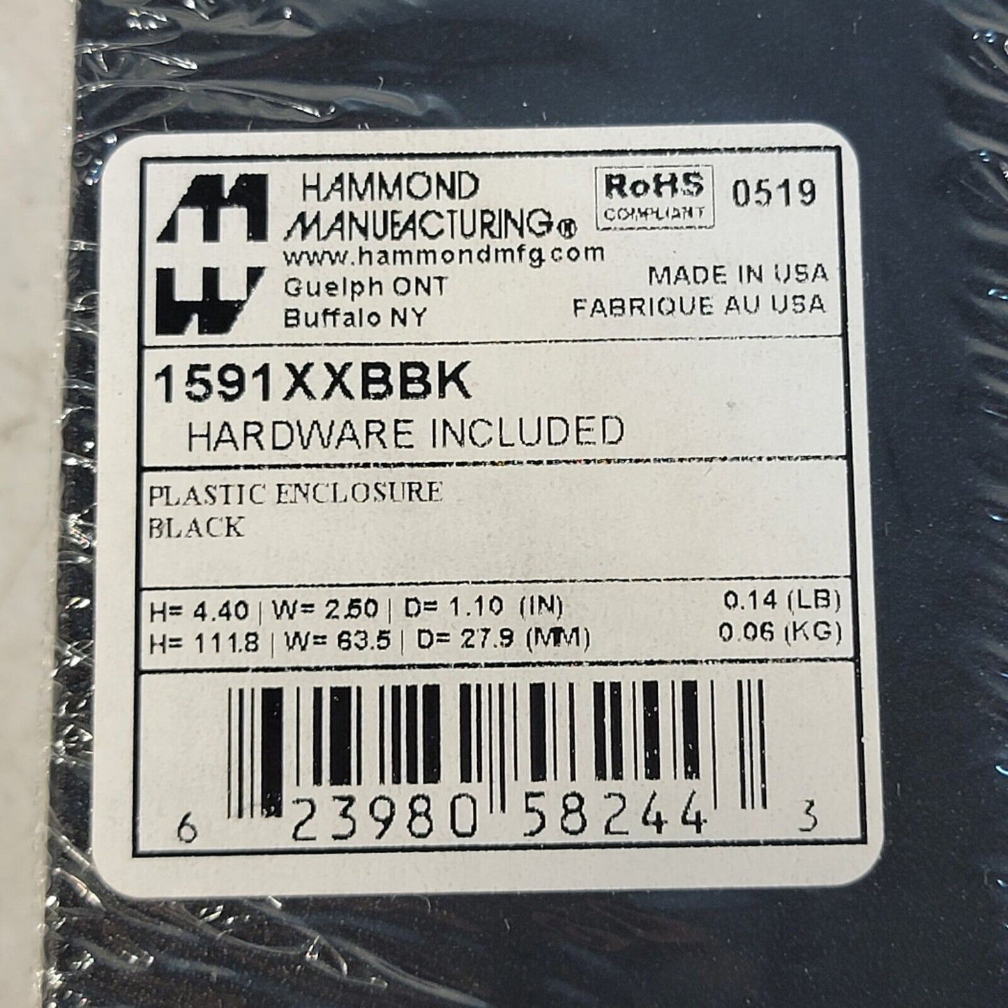 Hammond 1591XXBBK BBK 4.40" x 2.50" x 1.10" Project Box