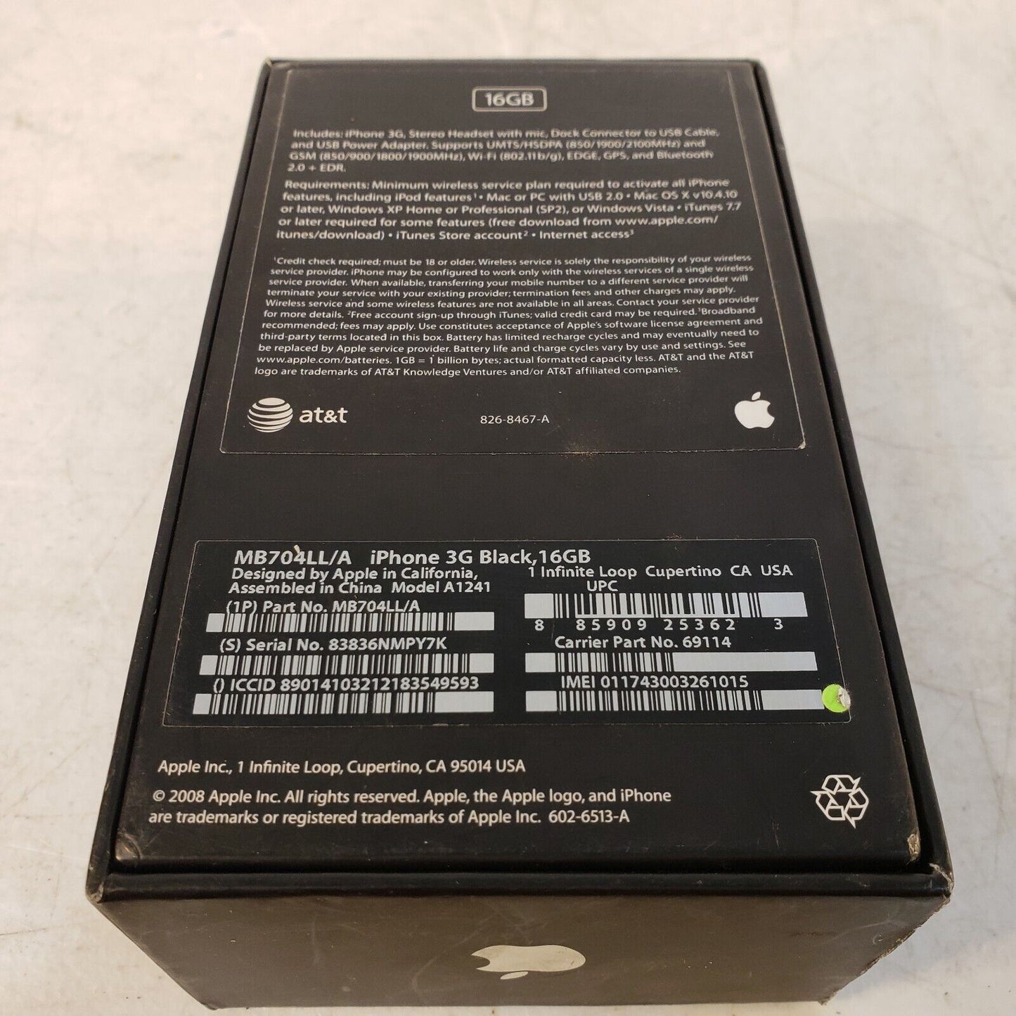 *BOX ONLY* Apple iPhone 3G Black, 16GB Vintage Original iPhone Box MB704LL/A