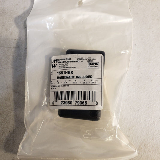 Hammond Manufacturing 1551HBK 1551 Plastic Project Box, Black 60mm X 35mm X 20mm