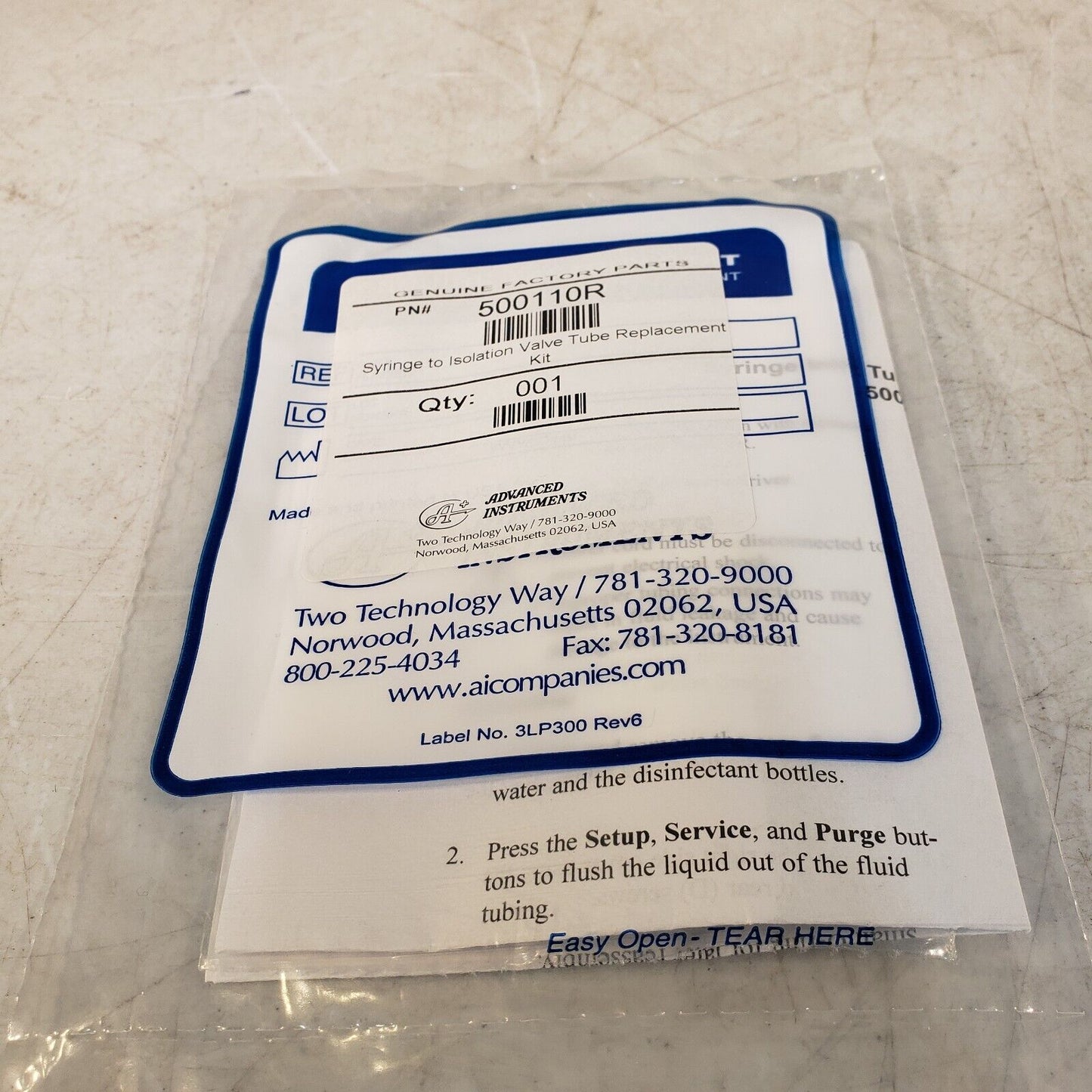Advanced Instruments 500110R Syringe To Isolation Valve Tube Replacement Kit