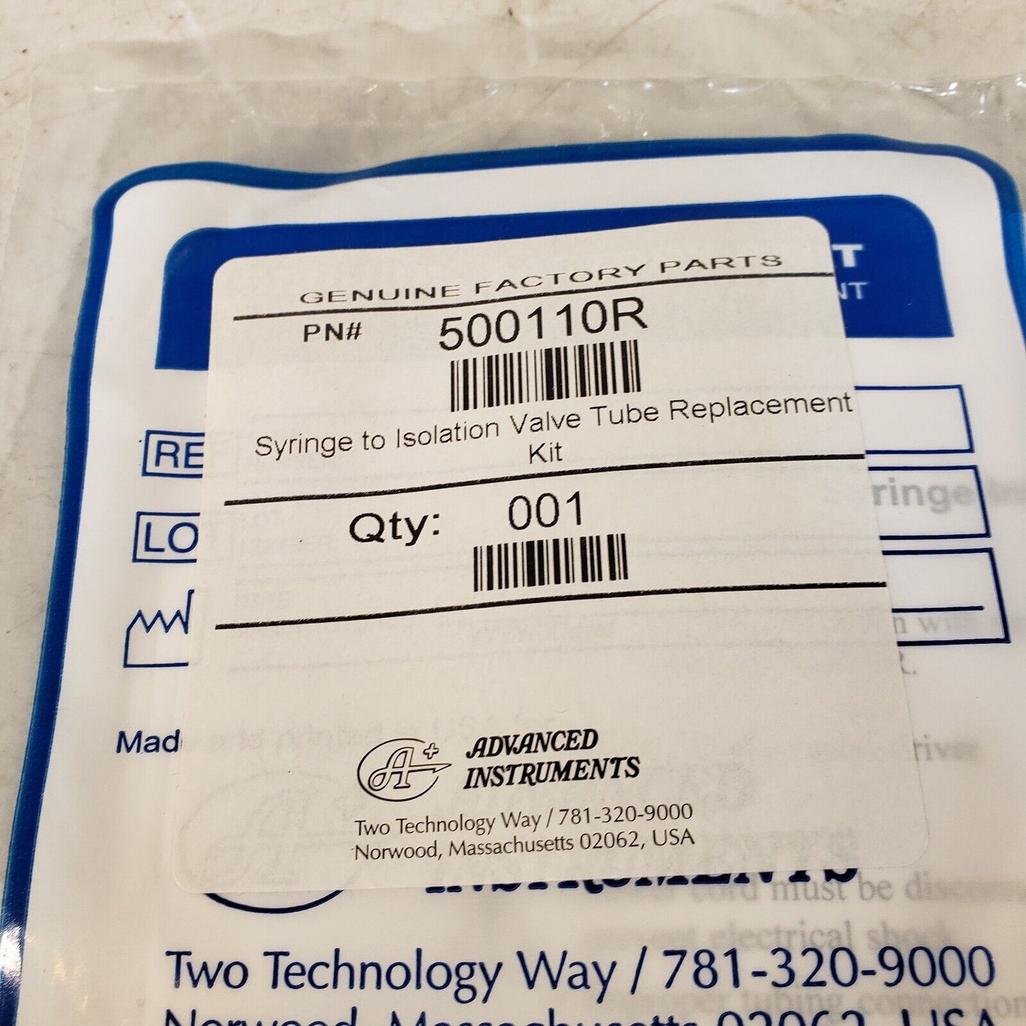 Advanced Instruments 500110R Syringe To Isolation Valve Tube Replacement Kit