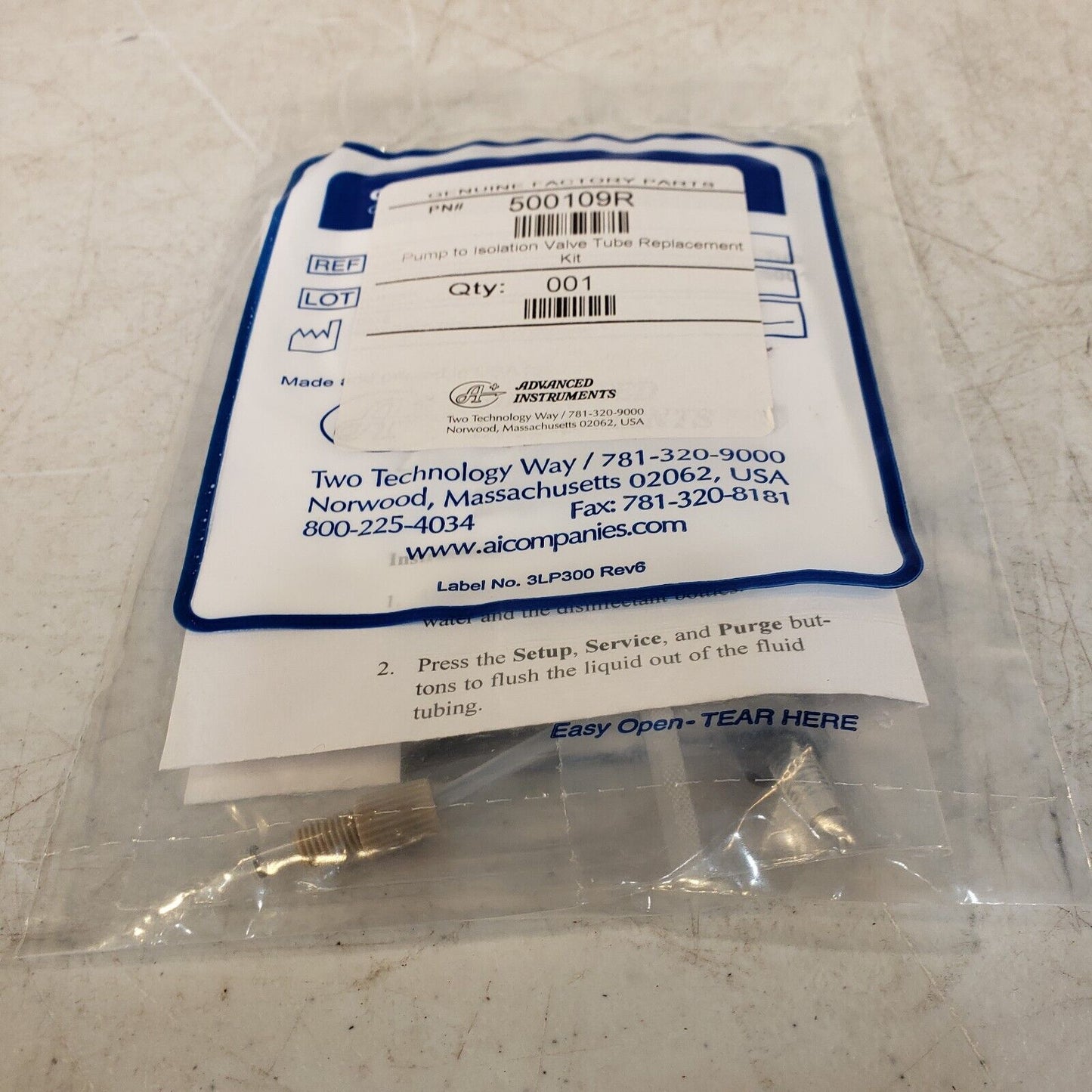 Advanced Instruments 500109R Syringe To Isolation Valve Tube Replacement Kit