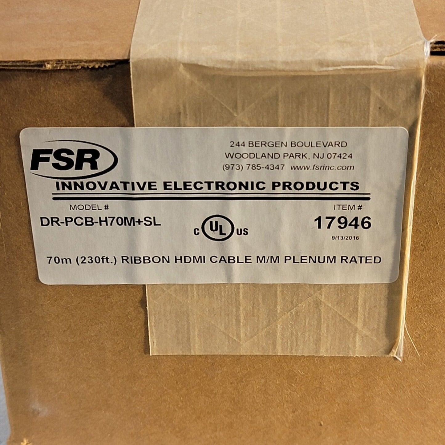 FSR DR-PCB-H70M+SL Ribbon HDMI Cable M/M Plenum Rated Fiber Cable 70m 230' 17946