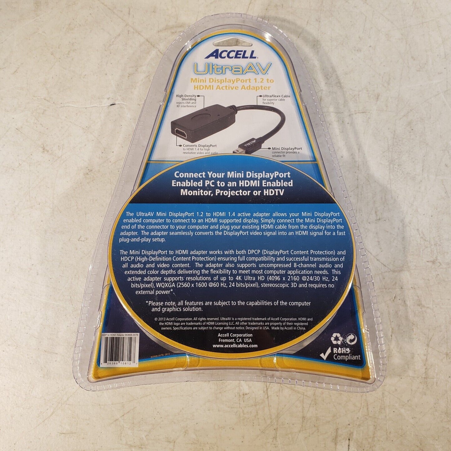 Accell B086B-007B-2 UltraAV Mini Displayport 1.2 to HDMI Active Adapter