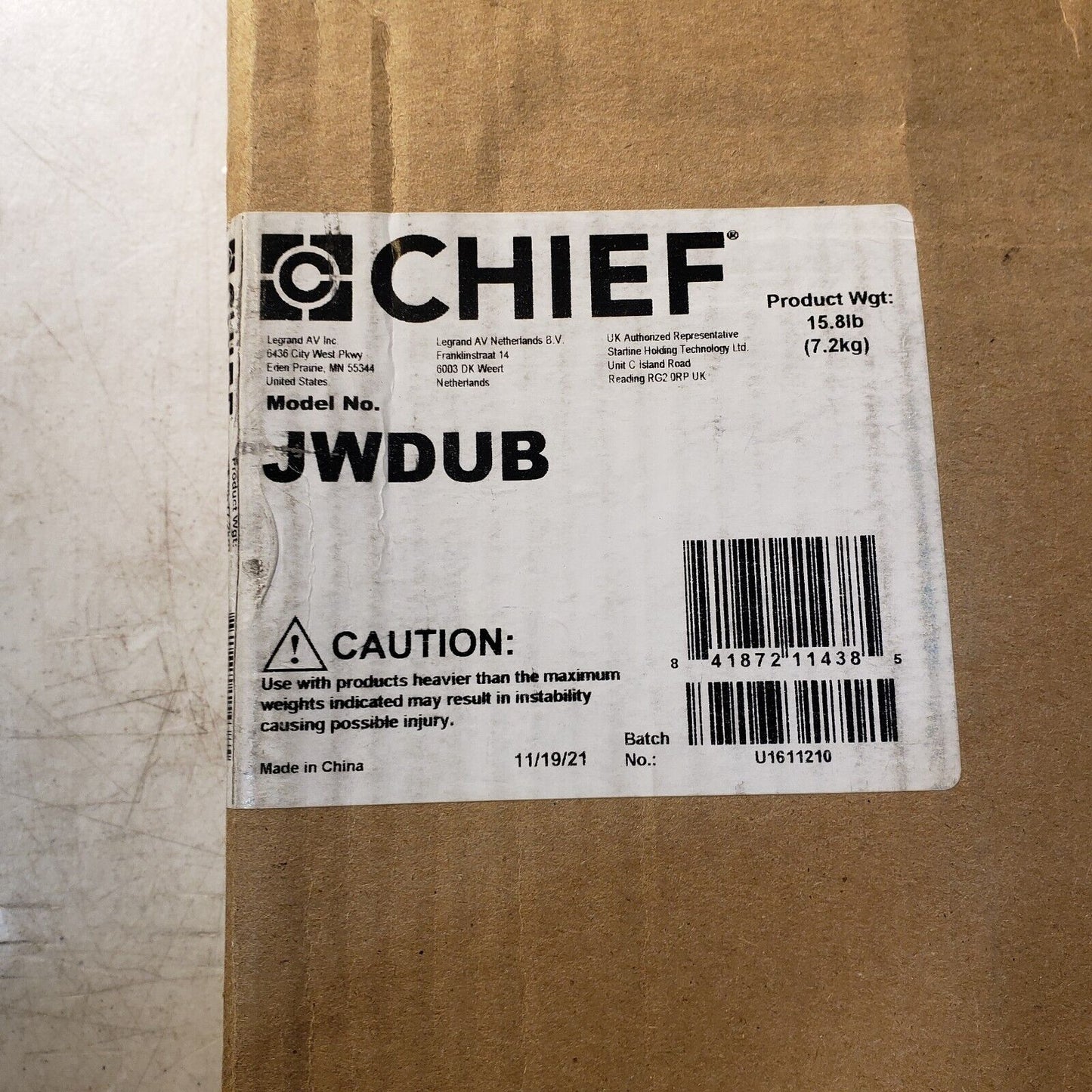 Chief JWDUB Universal Flat Panel Dual Arm Wall Mount - 20" Extension