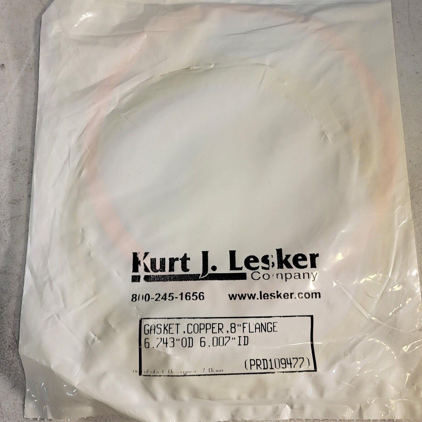 Kurt Lesker Copper Gasket DN160CF 8" CF Flange 6.743" OD 6.007" ID GA-0080