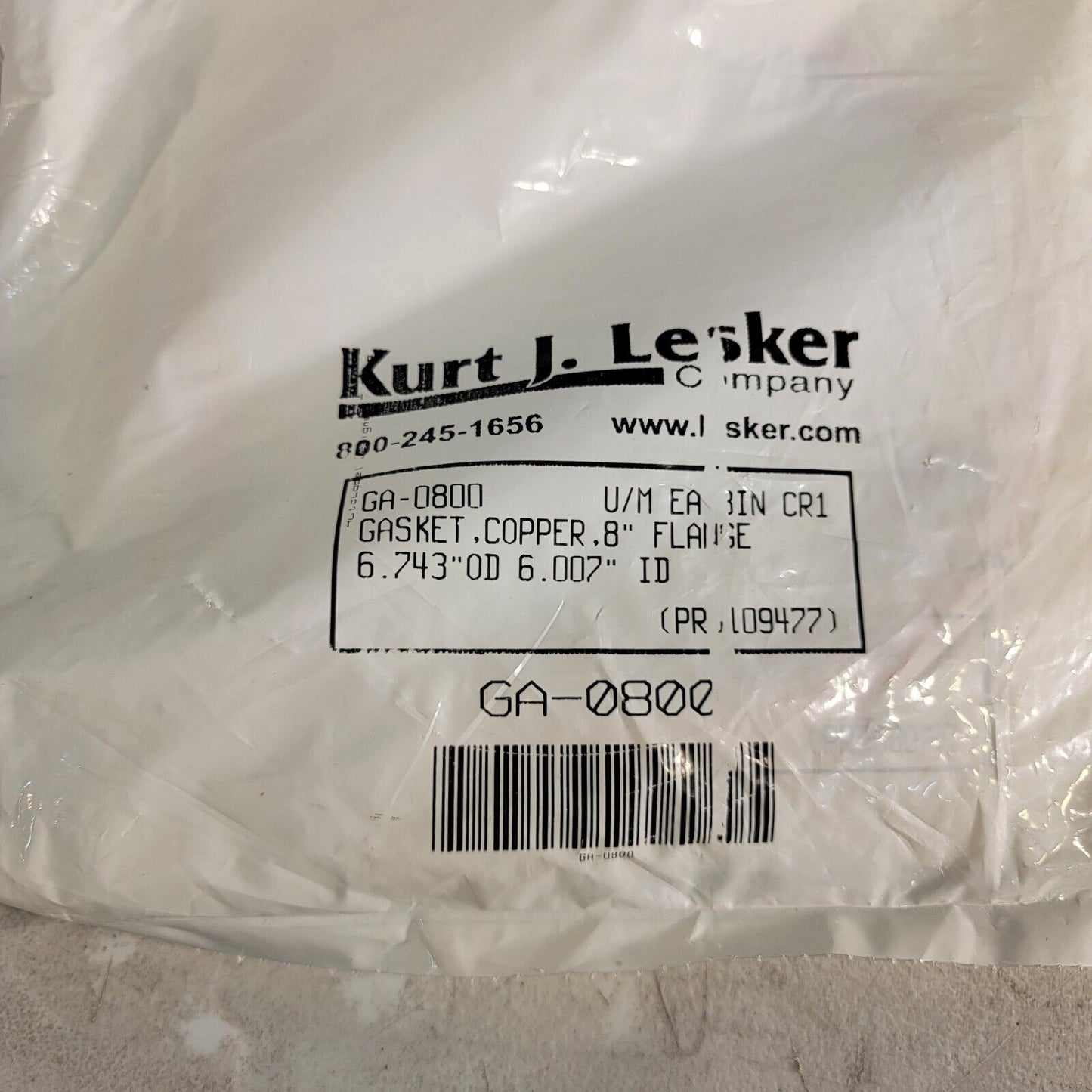 Kurt Lesker Copper Gasket DN160CF 8" CF Flange 6.743" OD 6.007" ID GA-0080