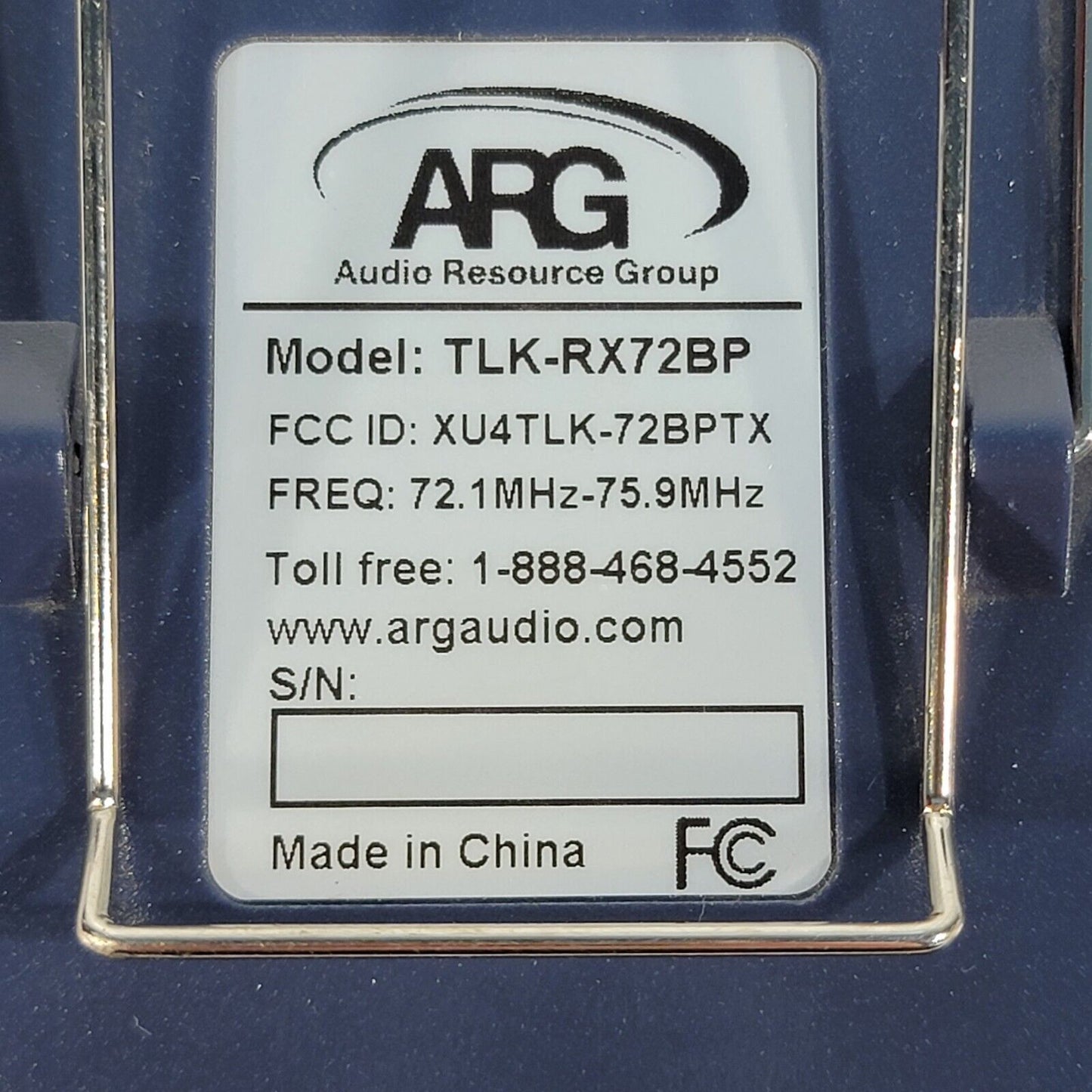 Audio Resource Group TLK-RX72BP Receiver 72MHz Wireless Multi-Channel FM 17-Ch
