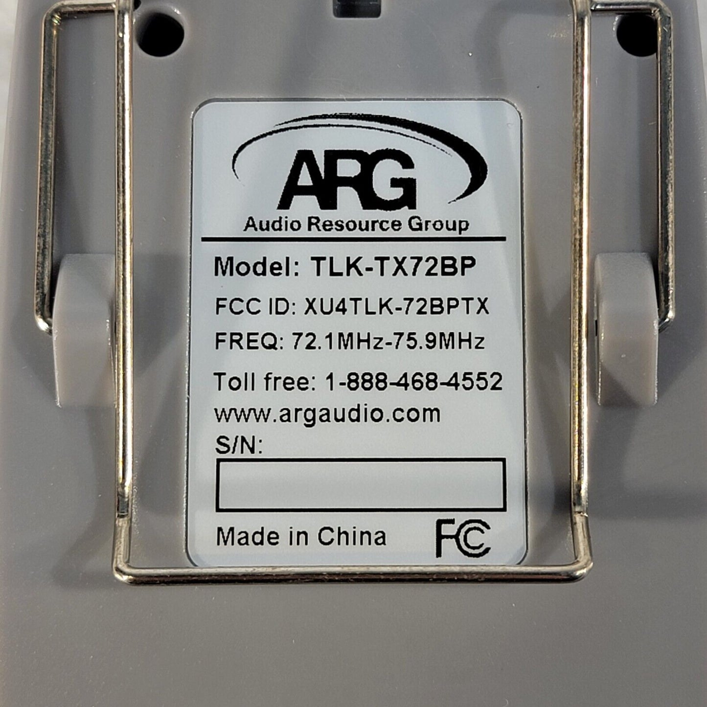 Audio Resource Group TLK-TX72BP Transmitter 72MHz Wireless Multi-Channel FM 17Ch