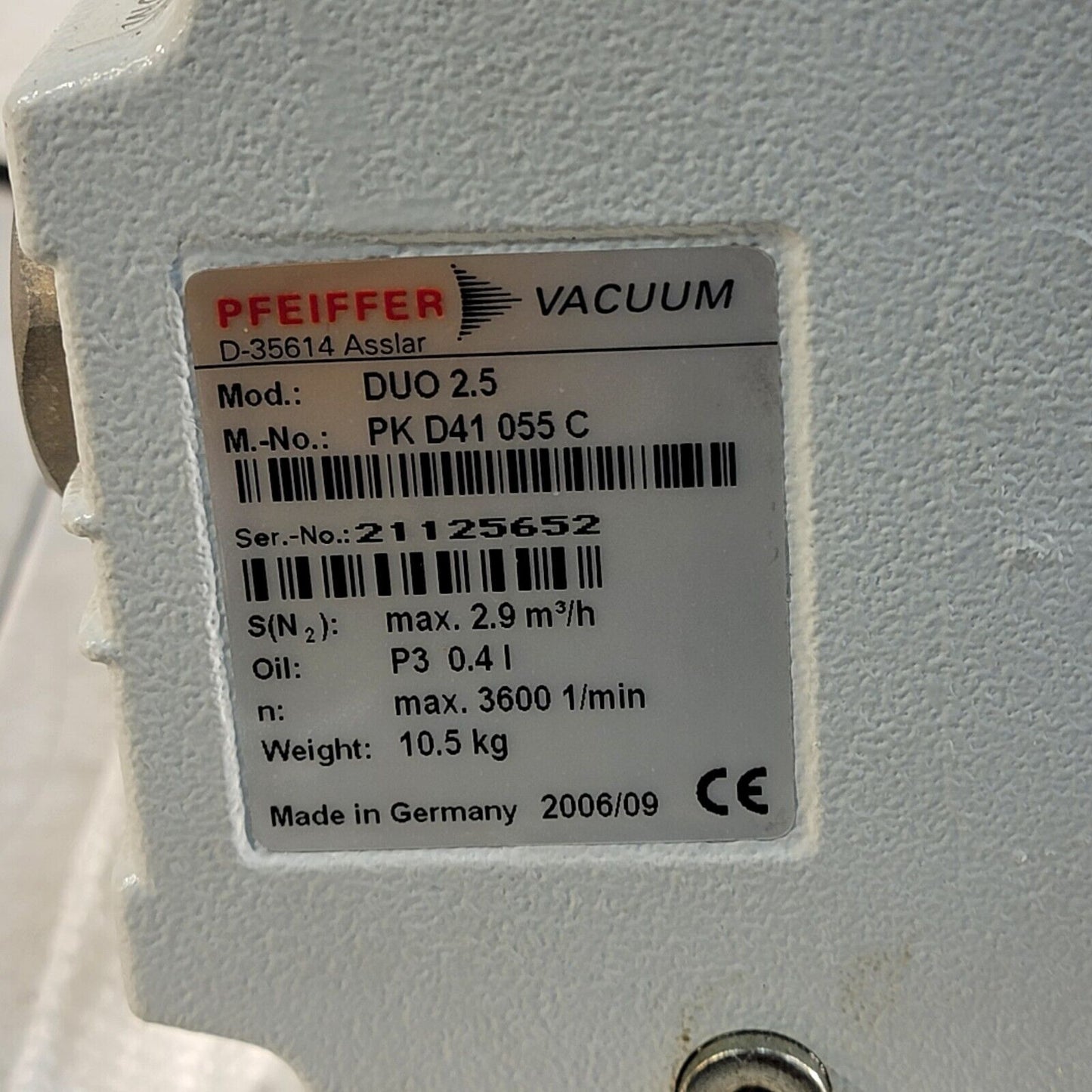 READ Pfeiffer DUO 2.5 PK D41 055 C Rotary Vane Vacuum Pump Roughing Backing Pump